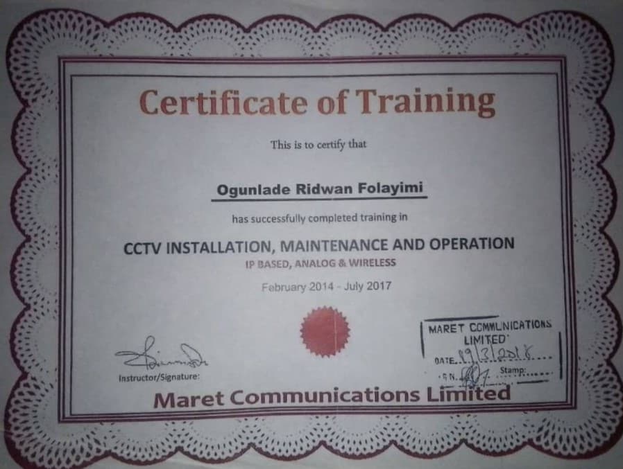 CCTV Certificate
