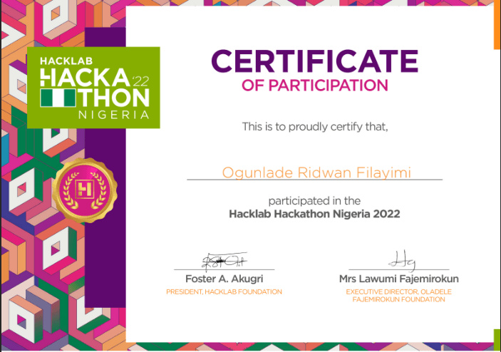 Hackathon Certificate