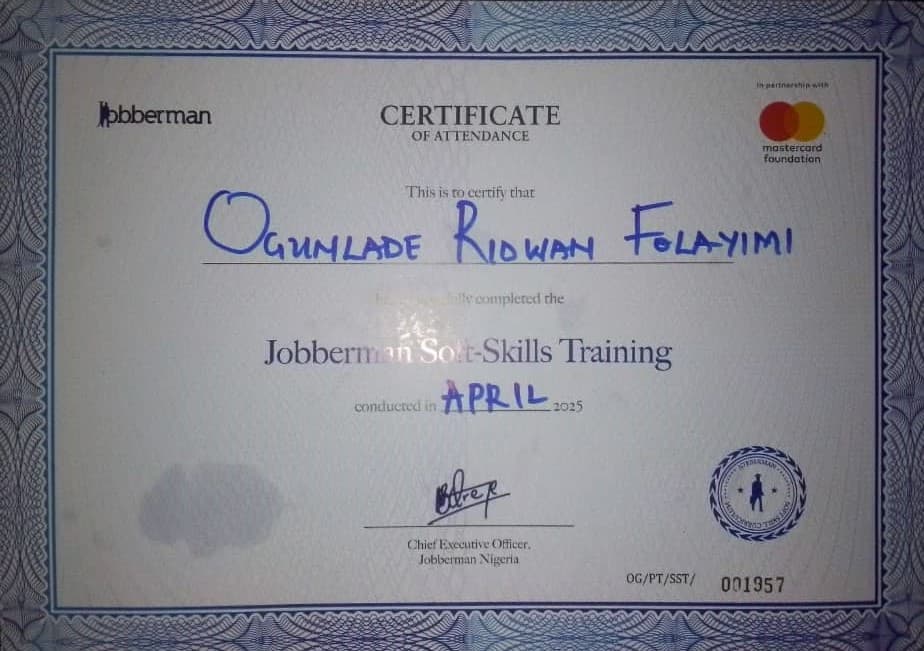Jobberman Certificate