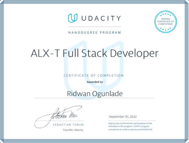 Udacity Certificate